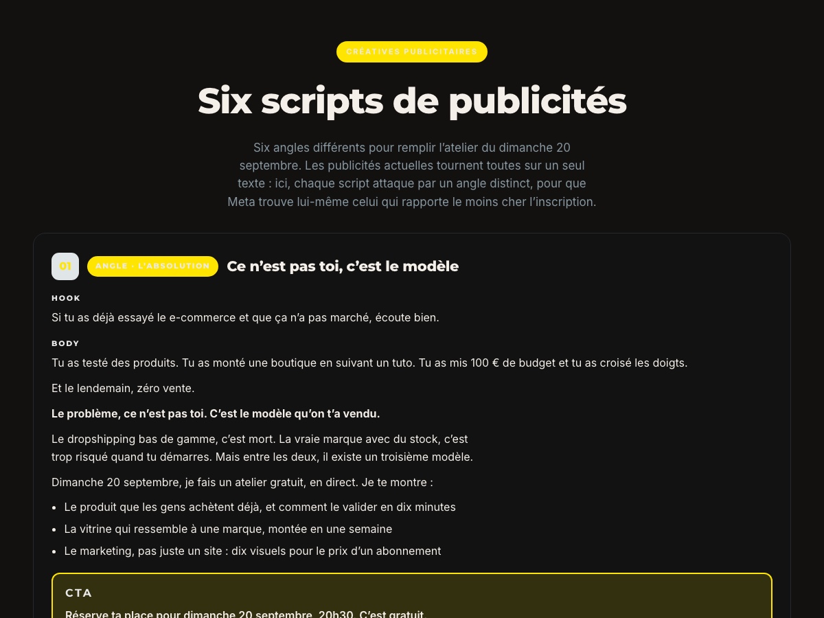 Ad creative scripts preview